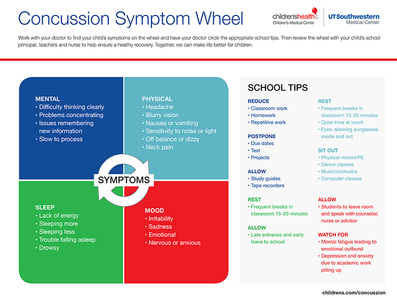 Concussion Symptom Wheel infographic