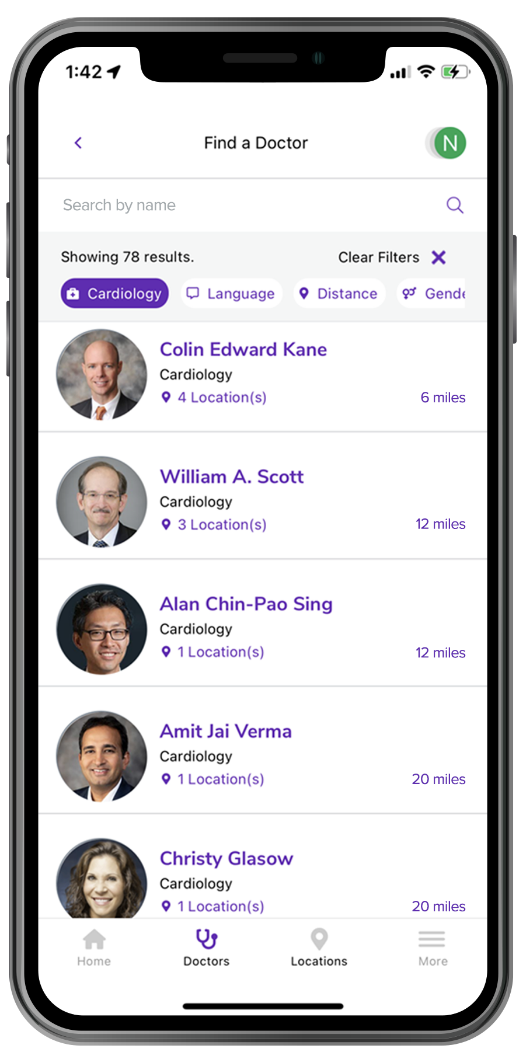 Doctor mobile app screenshot