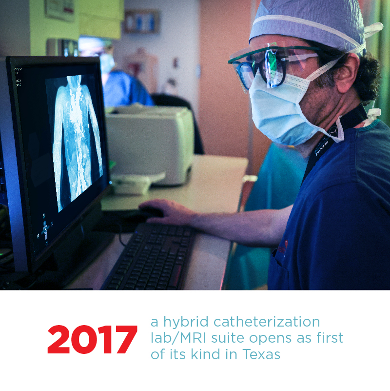 2017 a hybrid catheterization lab/MRI suite opens as first of its kind in Texas