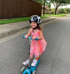 Quincy on her scooter