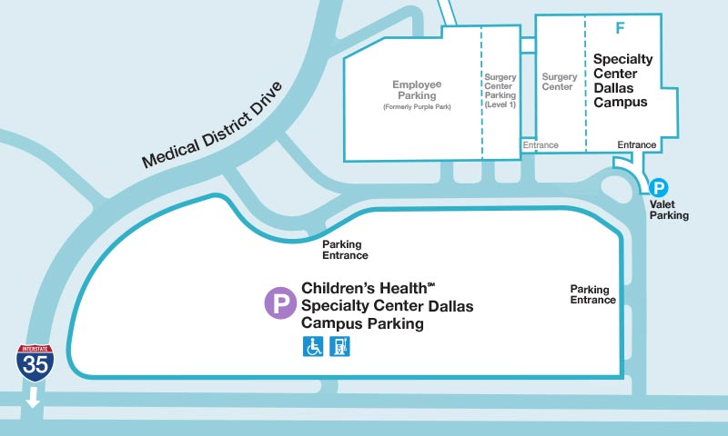 self-parking location at Children's Health Specialty Center Dallas