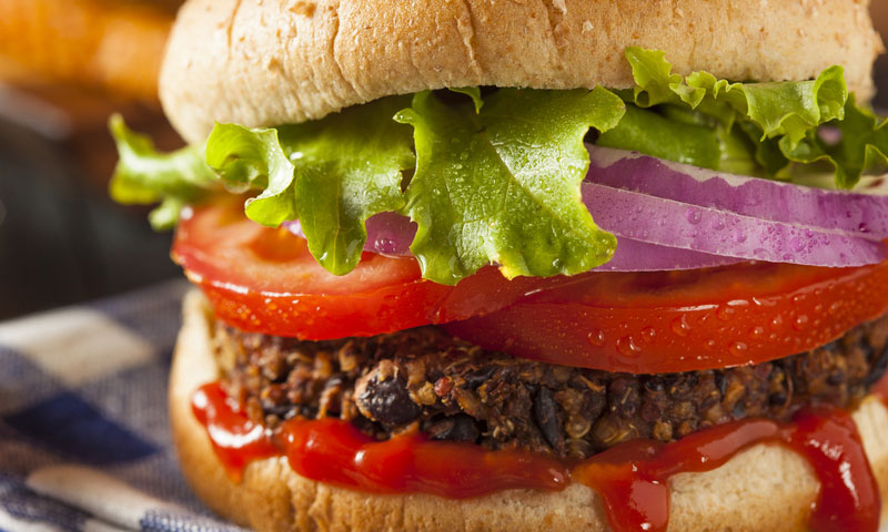 Close up of a hamburger