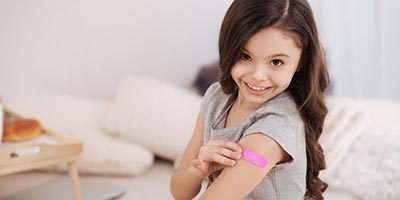Young girl received a flu shot